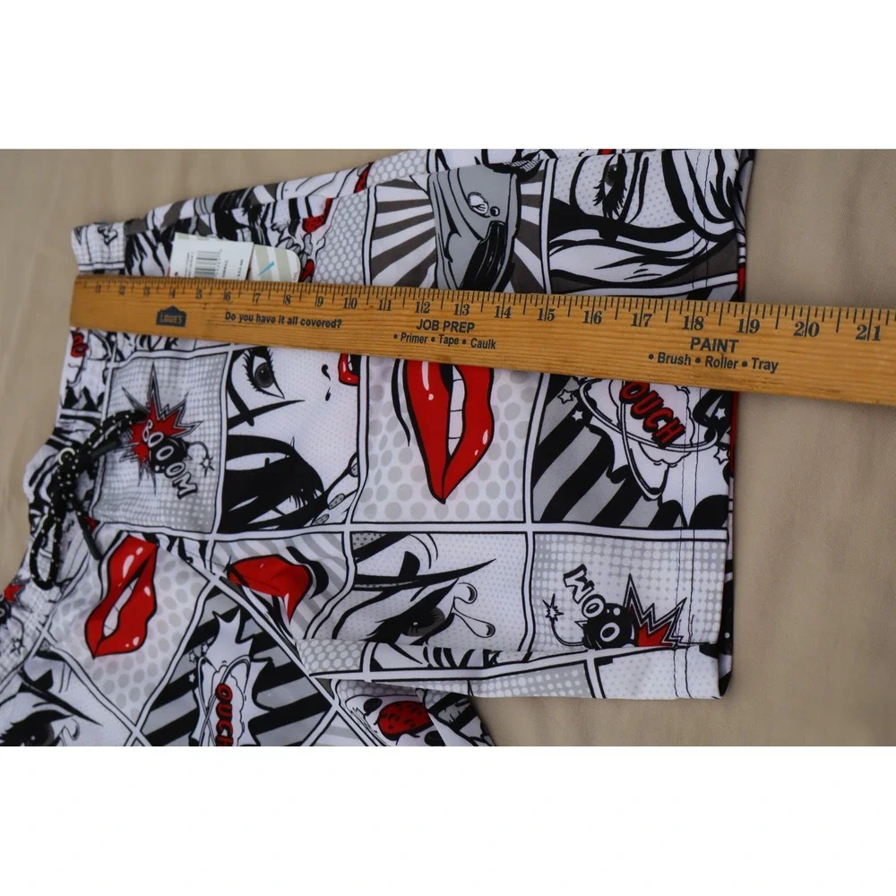 Oh Snap! By Drill Clothing Co Mens Pop Art Comic Swim Trunks Red Lips Small NEW
